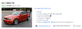 Screenshot 2026-05-15 at 14-50-53 2011 BMW 1M sold at Cars & Bids Auctions.png